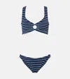 HUNZA G HALLIE STRIPED RING-DETAIL BIKINI