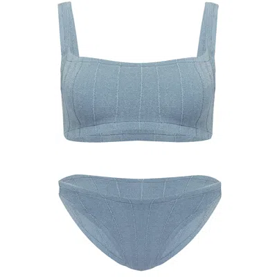 Hunza G Helena Nile Bikini Metallic Airforce Blue