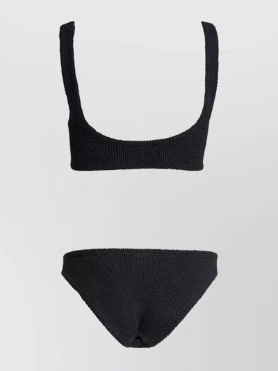 Hunza G High-cut Leg Scoop Neckline Swimwear Textured Fabric