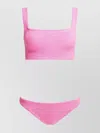 Hunza G High-cut Leg Square Neckline Two-piece Set