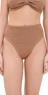 Hunza G High Waist Bikini Bottoms Metallic Cocoa In Metallic Cocoa