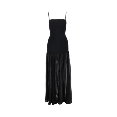 Hunza G Hybrid Crinkled-finish Flared Maxi Dress In Black