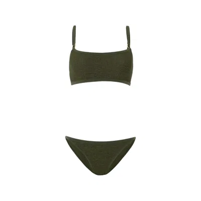 Hunza G Iris Crinkle-effect Bikini In Green