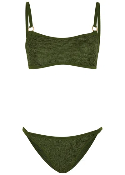 Hunza G Womens Iris Gold-hoop Bikini Set Metallic Khaki In Multi