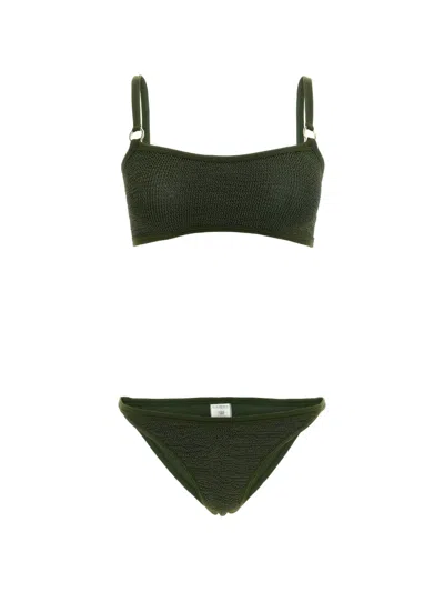 Hunza G Iris Bikini Ring Detail Textured Design In Green