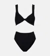 Hunza G 'juneo' Textured Fabric Bikini Set In Black
