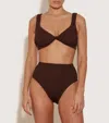 Hunza G Jamie Seersucker Bikini In Metallic Chocolate