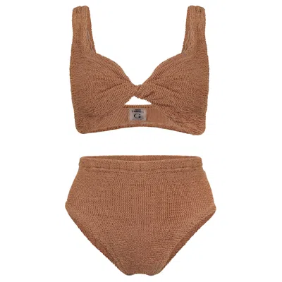 Hunza G Jamie Bikini Metallic Cocoa In Brown