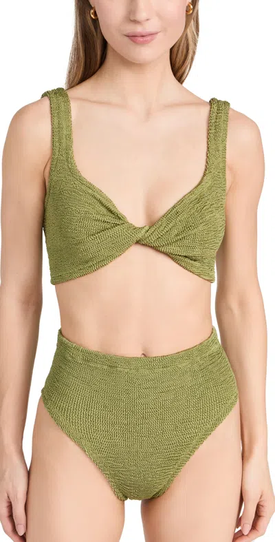 Hunza G Jamie Bikini Metallic Moss In Green