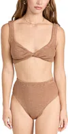 Hunza G Jamie Bikini Set Metallic Cocoa One Size In Metallic Cocoa