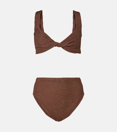 Hunza G Jamie Gathered Bikini In Brown