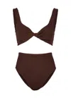 Hunza G Jamie Seersucker Bikini In Chocolate