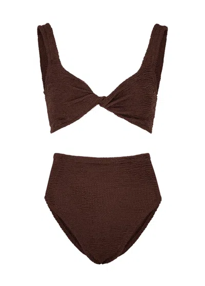 Hunza G Jamie Seersucker Bikini In Brown