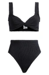 Hunza G Jamie Twist Two-piece Swimsuit In Black