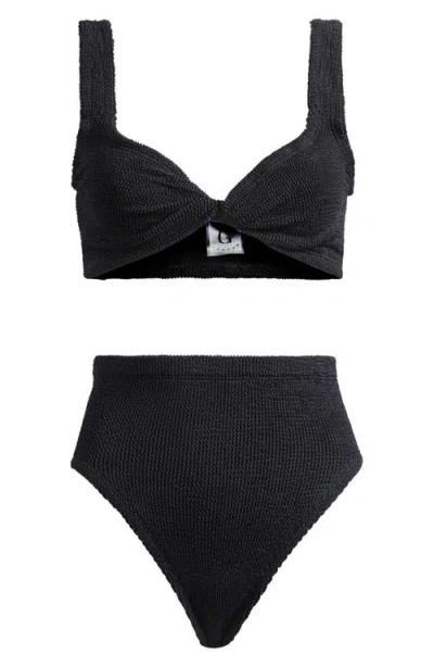 Hunza G Jamie Twist Two-piece Swimsuit In Black