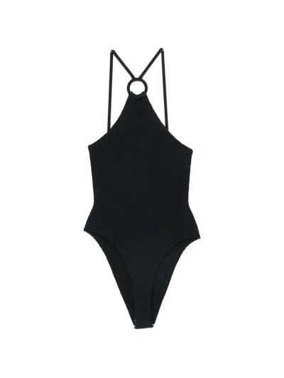 Hunza G Jasmine Crinkle-effect Swimsuit In Black