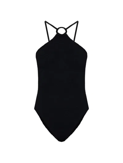 Hunza G Jasmine Ring Crinkle Swimsuit In Black