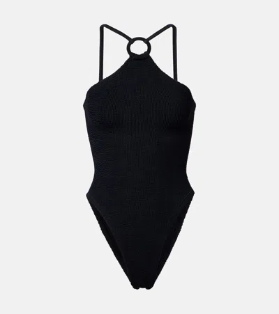Hunza G Jasmine Ring Crinkle Swimsuit In Black