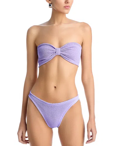 Hunza G Stretch Nylon Bandeau Bikini With Ribbed Texture In Animal Print