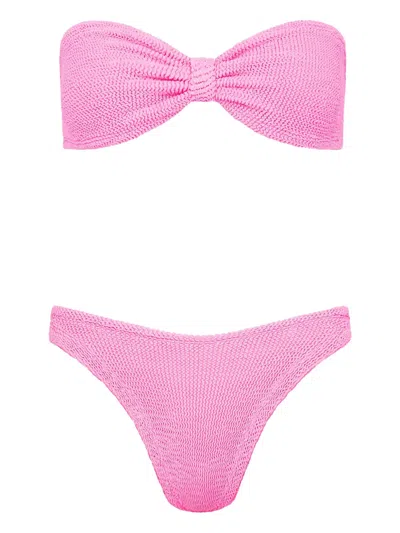 Hunza G Jean Bandeau Textured Bikini In Pink