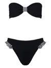 Hunza G Womens Black Black Jean Striped Bikini Set