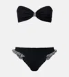 Hunza G Womens Black Black Jean Striped Bikini Set