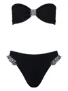 Hunza G Womens Black Black Jean Striped Bikini Set