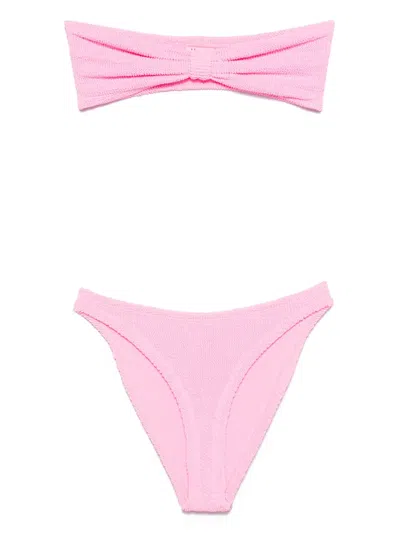 Hunza G 'tina' Pink Sleeveless Bikini With Rear Ruched Details