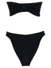 Hunza G Bandeau Bikini Set In Original Crinkle Fabric In Black