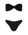 Hunza G Tina Bikini Textured Bandeau Top In Black