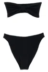 Hunza G Bandeau Bikini Set In Original Crinkle Fabric In Black