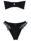 Hunza G Textured Bandeau Bikini Ruffle Accents In Black