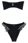 Hunza G Textured Bandeau Bikini Ruffle Accents In Black