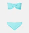 Hunza G Womens Aqua Jean Striped Bikini Set In Blue