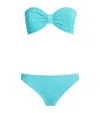 Hunza G Womens Aqua Jean Striped Bikini Set In Blue