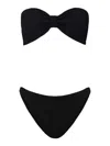 Hunza G Jean Crinkle-effect Bandeau Bikini In Black