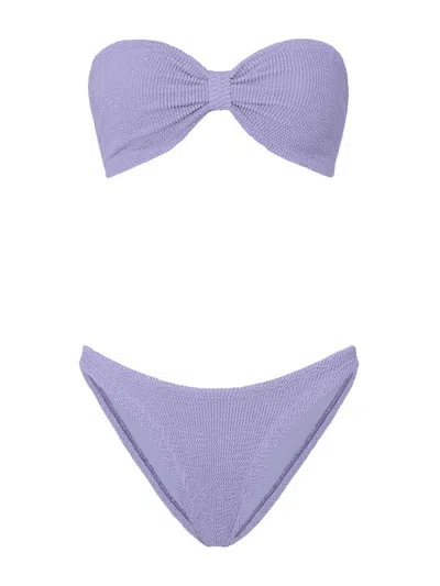 Hunza G Jean Strapless Bikini Set In Purple