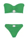 Hunza G Jean Bikini Set In Emerald Green | One Size Fit Stretchy Strapless Swimsuit | Designer Swimwear | Cl In Green