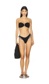 Hunza G Womens Black Black Jean Striped Bikini Set