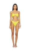 Hunza G Jean Seersucker Bandeau Bikini In Yellow
