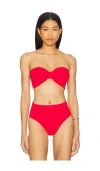 Hunza G Jean Bikini Top In Crinkle Red