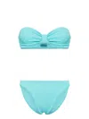Hunza G Womens Aqua Jean Striped Bikini Set In Blue