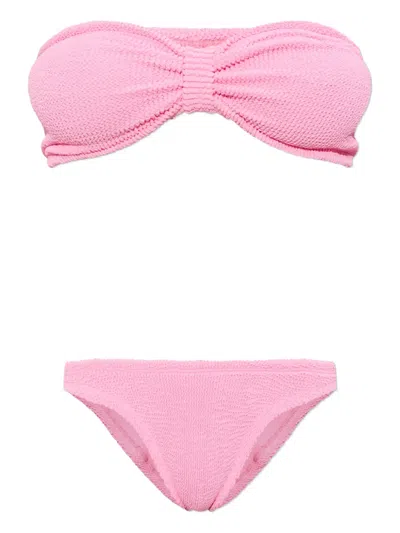 Hunza G Jean Crinkle Knot Bikini In Pink
