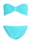 Hunza G Womens Aqua Jean Striped Bikini Set In Aqua