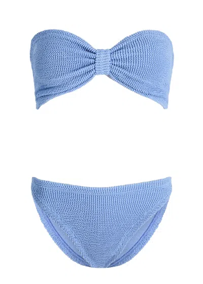 Hunza G Jean Seersucker Bikini In Light Blue