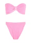 Hunza G Tina Pink Sleeveless Bikini With Rear Ruched Details In Tech Fabric Woman In Bright Pink