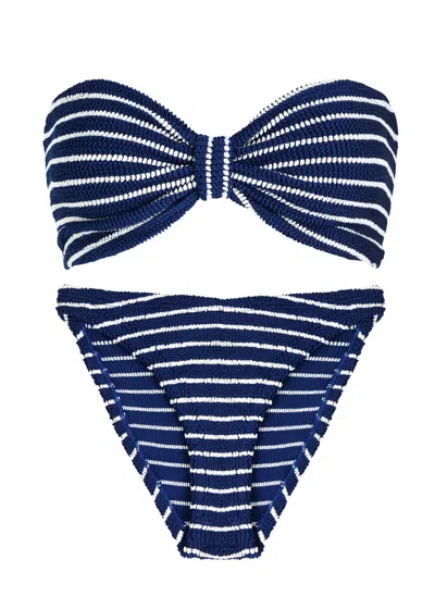 Hunza G Jean Seersucker Bikini In Navy