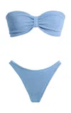 Hunza G Jean Seersucker Strapless Bikini In Blue