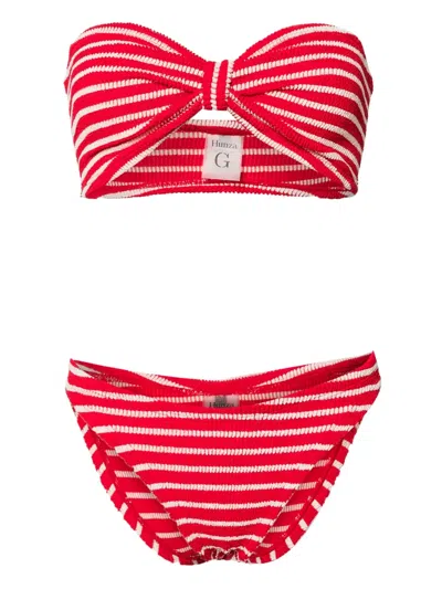 Hunza G Jean Striped Bikini Set In Red