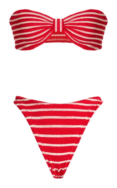 Hunza G Bonnie Crinkle Bikini Top & Bottoms Set In Red